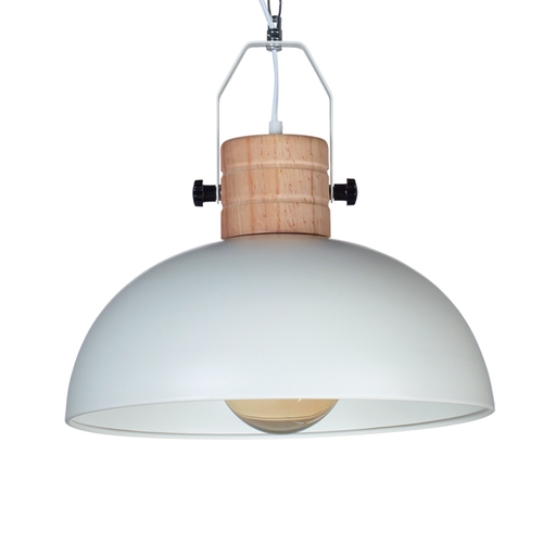 [DABCUENCAB] Colgante de chapa y madera ø40cm blanco mate E27