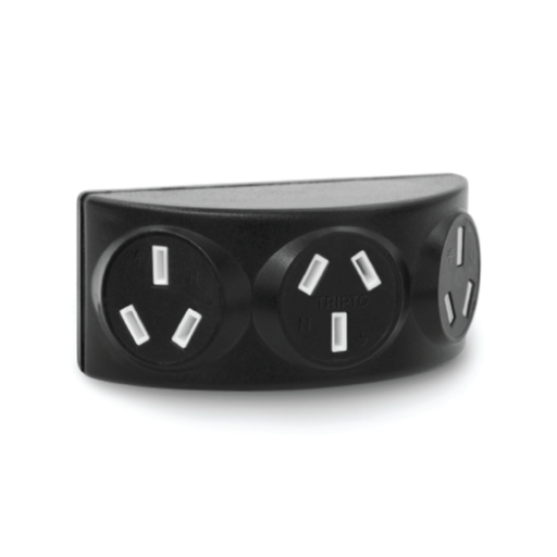 [VCDT3P NEGRO] Triple con Enchufe Giratorio T3P Negro 10A - 250v ABS Nylon 6