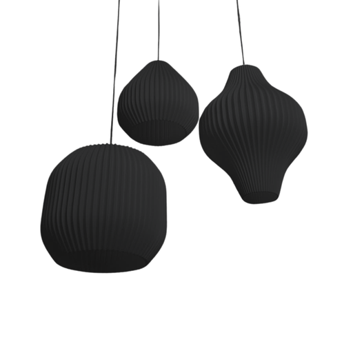 [CHJART300NE] Triptico colgante facetado 30 cm + floron 50 cm negro