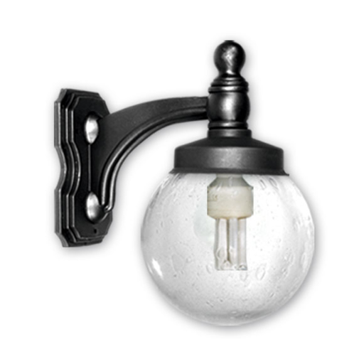 [FAR1291/NG] Aplique globo 10x18, con ménsula curva polipropileno color negro