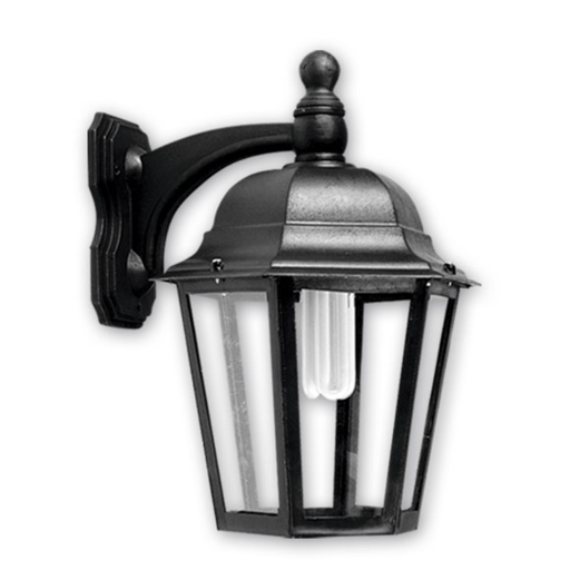 [FAR1297/NE] Farol seis caras, abierto, techo desmontable, ménsula curva de polipropileno negro