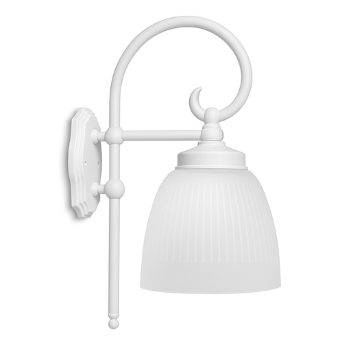[FAR1302/PBL] Aplique con ménsula rizo, campana Ø 216 mm blanco