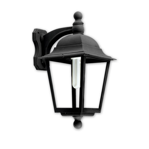 [FAR1290/ESQNE] Farol cerrado, techo desmontable con ménsula esquinero de PVC negro