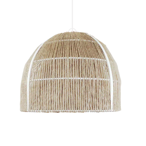 [CHJARITOMLBL] Arima Lámpara Colgante Tomasa de hierro y tejida en hilo de yute con perfil y accesorios blancos L 40x50cm