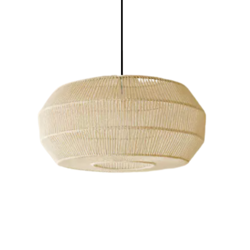 [CHJARIJUAXLBL] Arima Lámpara Colgante Juana de hierro y tejida en cordón crudo accesorios blancos XL 30x75cm