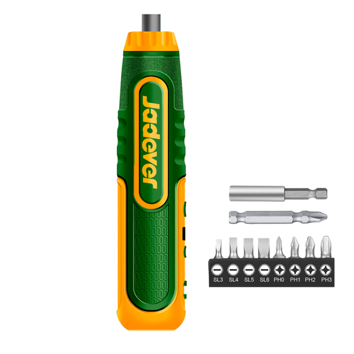 [CORJDCV4435] Atornillador inalámbrico 260 rpm - Voltaje: 4V - 1/4" (incluye puntas) - Máx. par: 5Nm - Luz LED - Indicador de nivel de carga - Terminal de carga: USB tipo C (cargador no inluido) - Incluye 9 puntas