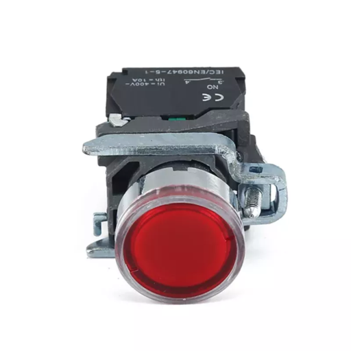 [CNCLAY4-BW3462] PULSADOR METALICO RASANTE LUMINOSO ROJO (1 NC)