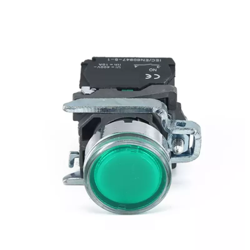 [CNCLAY4-BW3361] PULSADOR METALICO RASANTE LUMINOSO VERDE (1 NA)