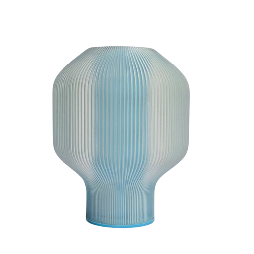 [CHJART29AZ] Lámpara de mesa Fiamma 26 cm de alto estructura blanca y tulipa celeste s/foco