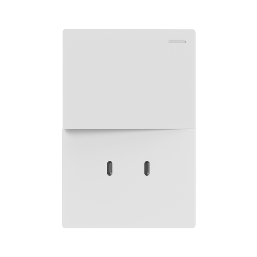 [CORMILAN-1CN-2USB-C-B] TECLA Y USB-C MILAN BLANCO MACROLED, 1 CANAL, 2 VIAS, AC 250V, 10A MAX. 2 USB-C DE 30W, BASTIDOR METALICO