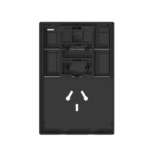 [CORMILAN-TAPA-2CN-1TCBN-N] FRENTE PARA TECLA 2 CANALES CON TOMACORRIENTE BI-NORMA MILAN MACROLED, COLOR NEGRO