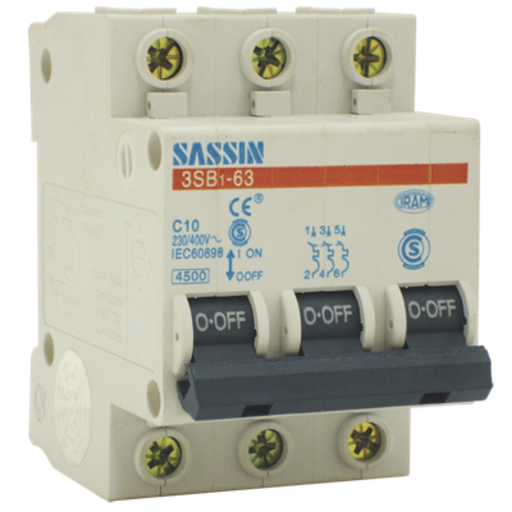 [TBC3SB3-10] AUTOMATICO TERMOMAGNETICO TBCIN TRIPOLAR 4.5KA 10A TERMICA