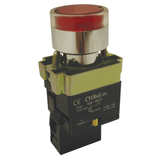 [TBCSB-BW3471] LINEA METALICA PULSADOR TBCIN CON PILOTO CON REDUCTOR DE TENSIÖN ROJO