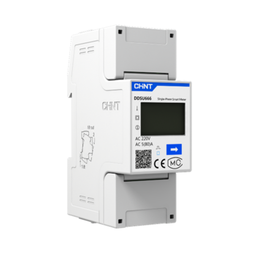 [CORDDSU666 230V 5(80)A 2P] MEDIDOR DE ENERGÍA - MONOFÁSICO - Energía Activa, Salida de pulso, Com, LCD - p/Riel Din