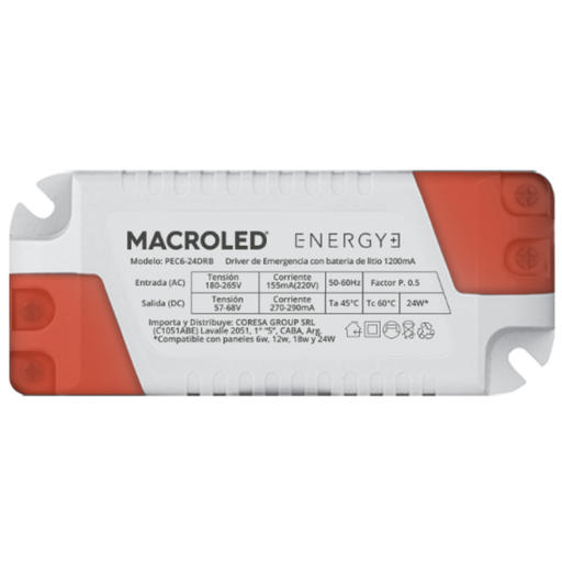 [CORPEC6-24DRB] Driver de emergencia para paneles 6w,12w,18w y 24w Macroled