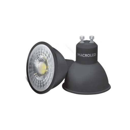 [CORBCPS-DP-GU10-20WW] Lampara dicroica negra 7w Macroled calido